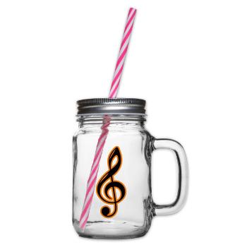 Musical Notes Symbol Clef - Glass jar with handle and screw cap - clear - Right