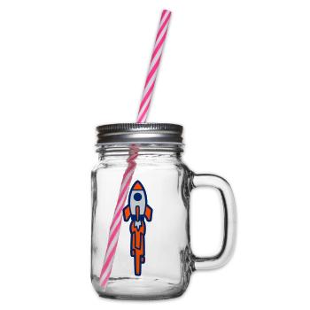 Launching Rocket Silhouette - Glass jar with handle and screw cap - clear - Right