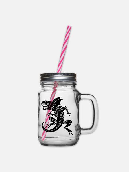 Echse - Henkelglas mit Schraubdeckel - Klar