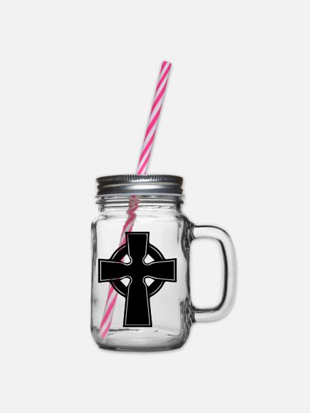 celtic_cross - Henkelglas mit Schraubdeckel - Klar