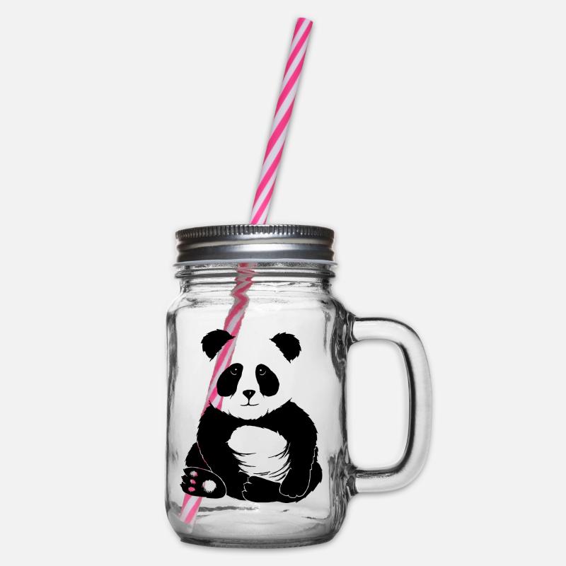 kleiner cooler chilliger Panda Pandabär Geschenk - Henkelglas mit Schraubdeckel - Klar