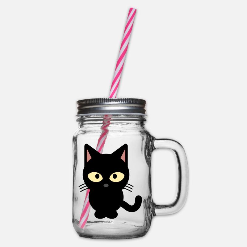 chat noir - Bocal à boisson - transparent