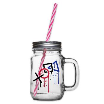 tropfen graffiti controller kontur cool X viereck - Henkelglas mit Schraubdeckel - Klar - Rechts