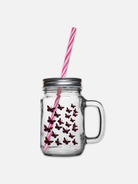 Schmetterlinge Insekten Insekt Schmetterling - Henkelglas mit Schraubdeckel - Klar
