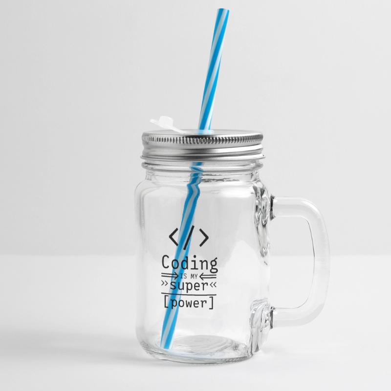 Coding Computer Science Software Programmer Coder Glass jar with handle and screw cap