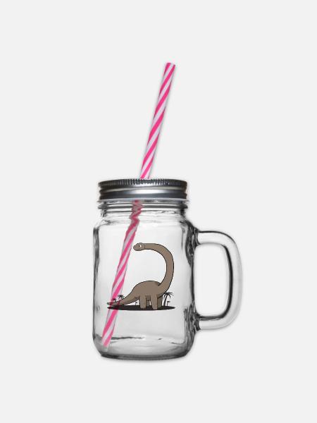 Dino - Henkelglas mit Schraubdeckel - Klar