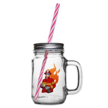 Feuerwehrmann Firefighter - Henkelglas mit Schraubdeckel - Klar - Rechts