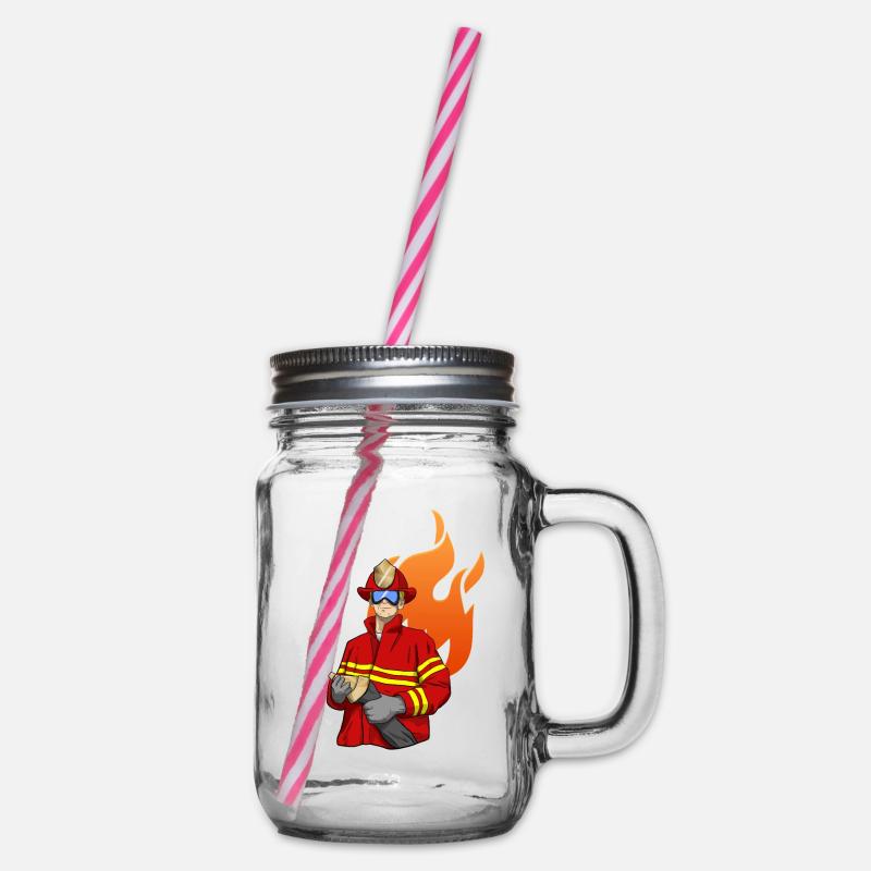 Feuerwehrmann Firefighter - Henkelglas mit Schraubdeckel - Klar