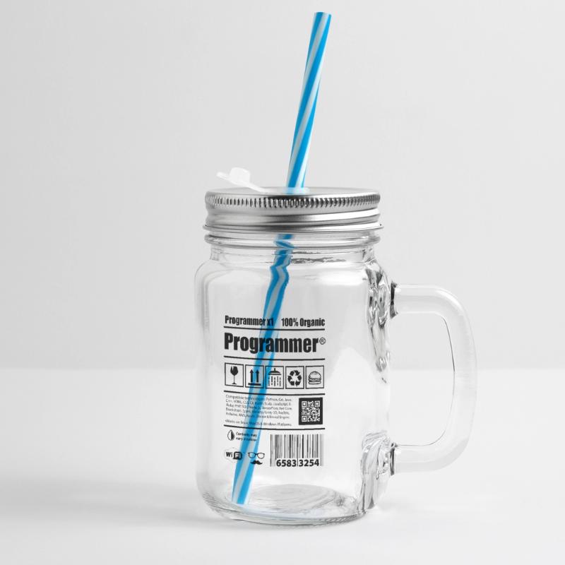 Coder programmer caffeine developer gift Glass jar with handle and screw cap