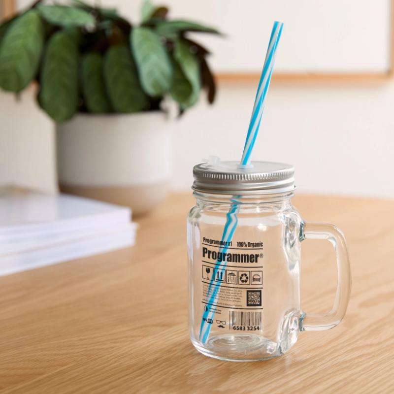 Coder programmer caffeine developer gift Glass jar with handle and screw cap