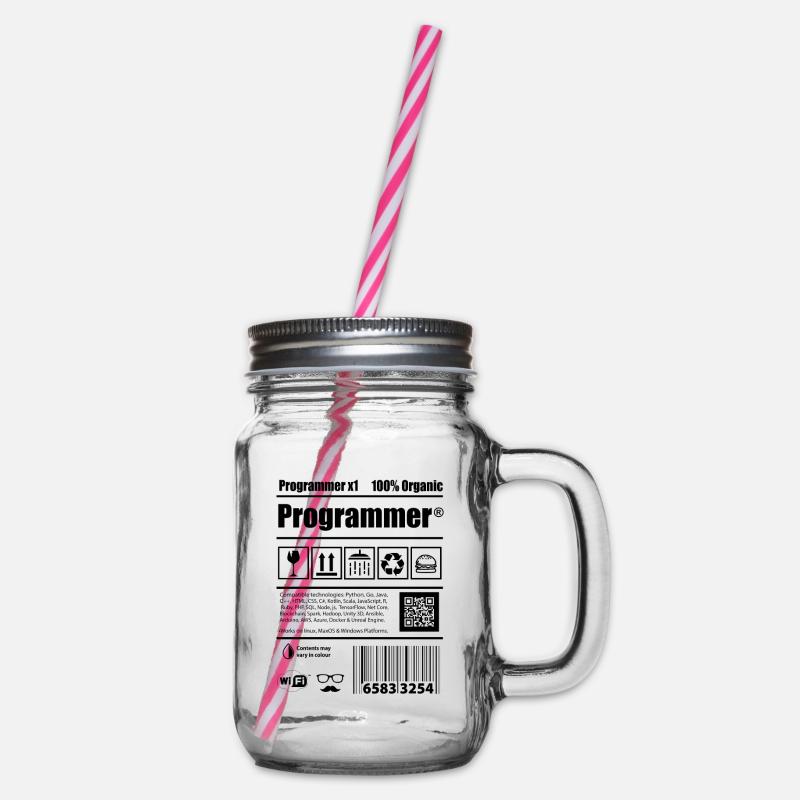 Coder Programmierer Koffein Entwickler Geschenk - Henkelglas mit Schraubdeckel - Klar