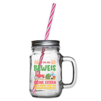 Landwirt Kinder Traktor Geschenk · Beweis - Henkelglas mit Schraubdeckel - Klar - Rechts