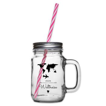 Weltreise Geschenkidee - Henkelglas mit Schraubdeckel - Klar - Rechts
