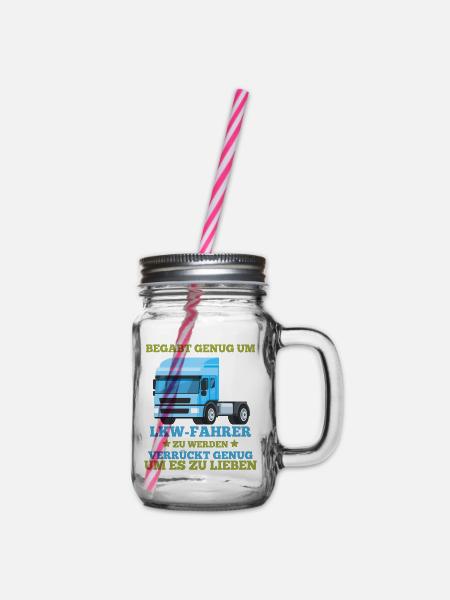 Lkw Shirt • Lkw Fahrer • Lkw Geschenk - Henkelglas mit Schraubdeckel - Klar