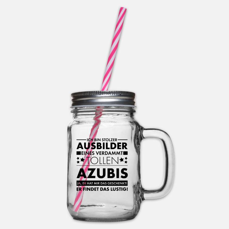 Lustiger Ich bin stolzer Aubilder Spruch - Henkelglas mit Schraubdeckel - Klar