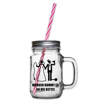 Morgen kommt ER … (Braut Junggesellinnenabschied) - Henkelglas mit Schraubdeckel - Klar - Rechts