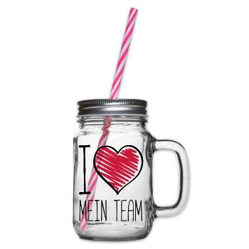 ich liebe mein team herz - Henkelglas mit Schraubdeckel - Klar - Rechts