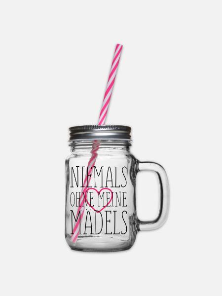 niemals ohne meine maedels herz - Henkelglas mit Schraubdeckel - Klar