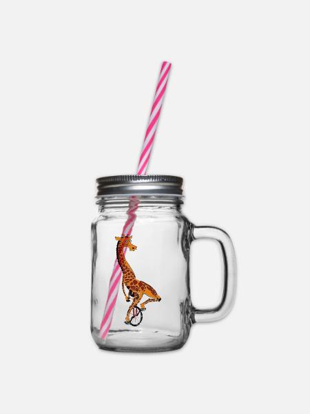 Einrad, Einrad Giraffe - Henkelglas mit Schraubdeckel - Klar