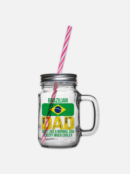 Brasilianischer Vater Brasilien Flagge Vatertag - Henkelglas mit Schraubdeckel - Klar