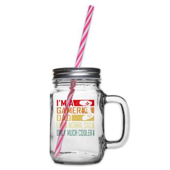 Gamer Dad Funny Gift for Fathers Cool Vintage Dad' - Glass jar with handle and screw cap - clear - Right