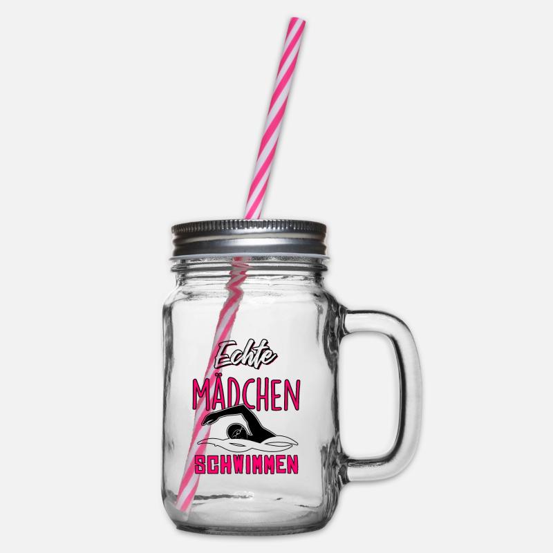 Echte Mädchen schwimmen - Henkelglas mit Schraubdeckel - Klar