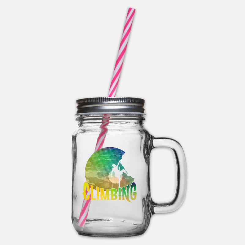 Klettern Kletterer - Henkelglas mit Schraubdeckel - Klar