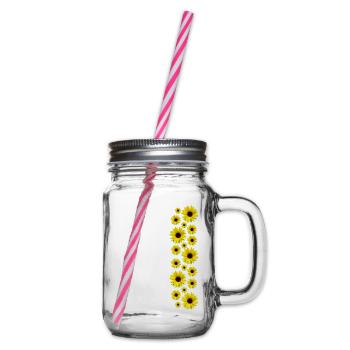Sunflowers, sunflowers, flowers, flowers, floral - Glass jar with handle and screw cap - clear - Right
