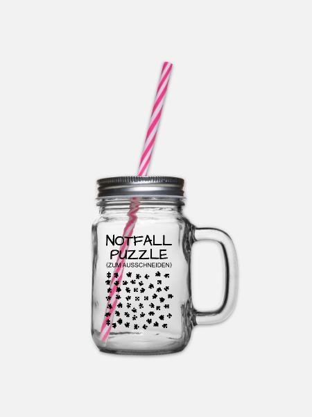 Notfall Puzzle Puzzlespiele Lustig Geschenk - Henkelglas mit Schraubdeckel - Klar