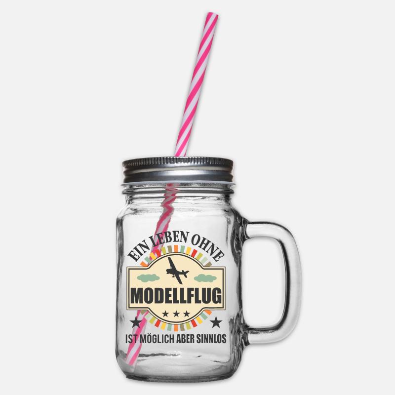 Modellflug Lustiger Spruch Modellbauer Geschenk - Henkelglas mit Schraubdeckel - Klar