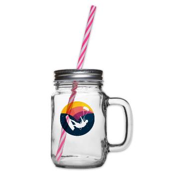 Kite Kiteboarding Kitesurfer Kiteboarding Gift - Glass jar with handle and screw cap - clear - Right