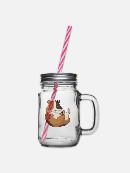 Lustiges Meerschweinchen auf Rücken und chillt - Henkelglas mit Schraubdeckel - Klar
