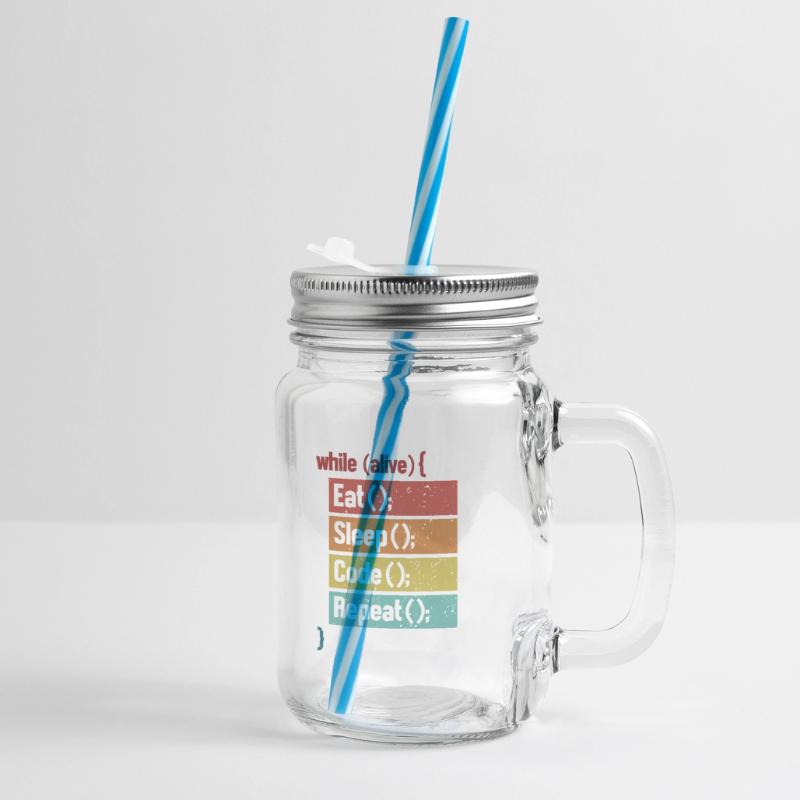 Eat Sleep Code Repeat Softwareingenieur Coder Henkelglas mit Schraubdeckel