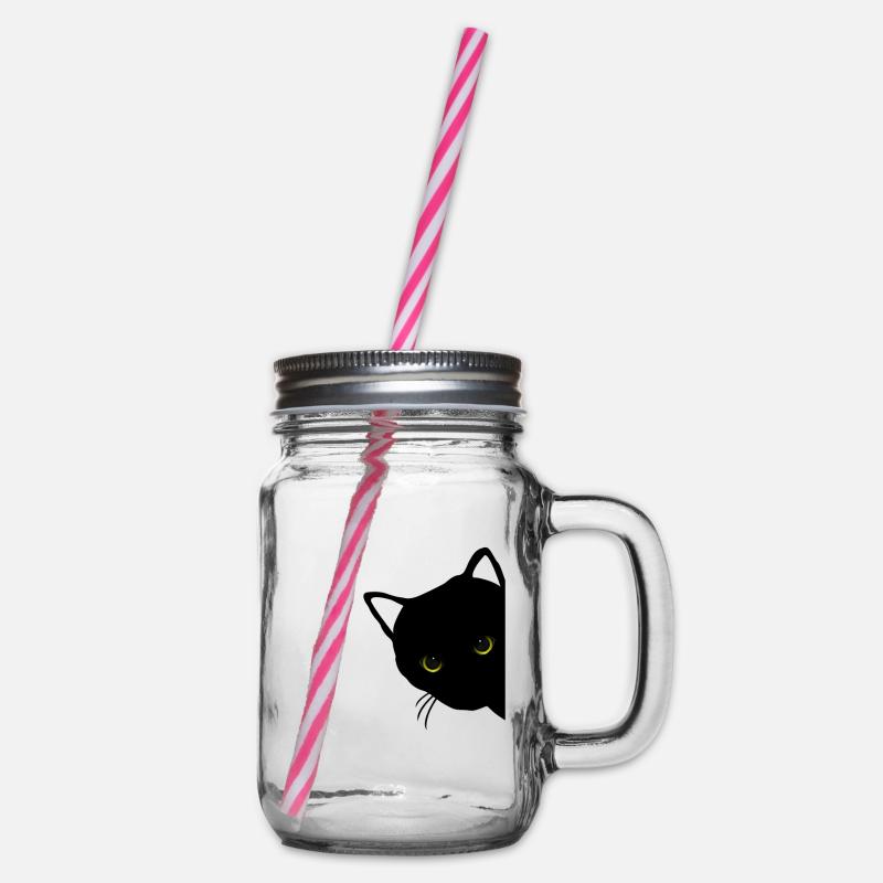 yeux de chat noir droit - Bocal à boisson - transparent