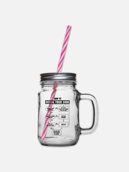 Programmiercode Codierung Lustiges Debug-Geschenk - Henkelglas mit Schraubdeckel - Klar