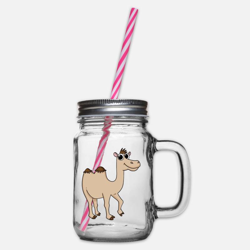 Cute camel - Glass jar with handle and screw cap - clear