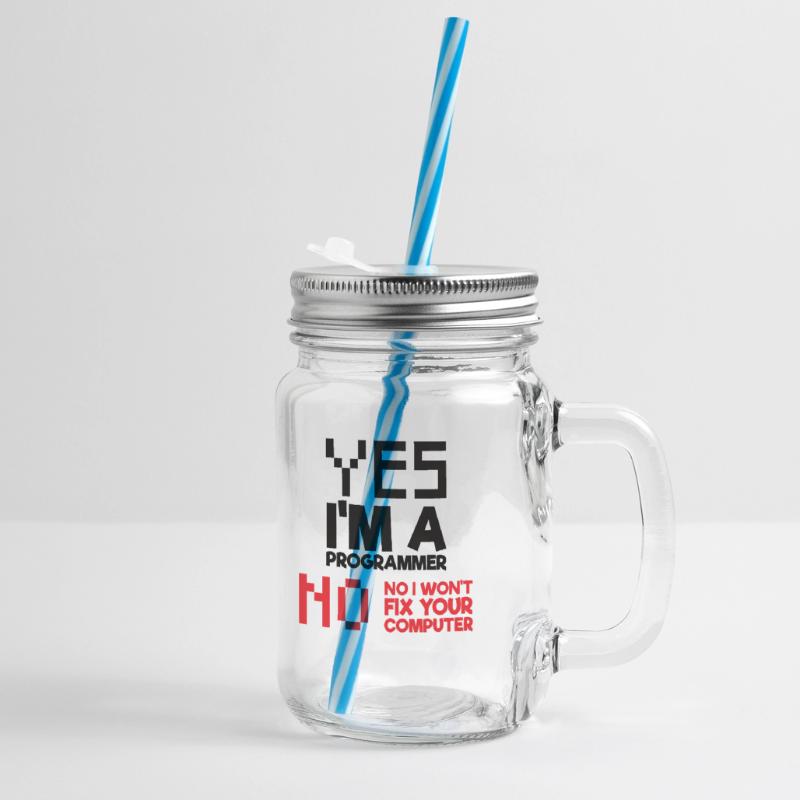 Ja Ich bin ein Programmierer Informatik Computer Henkelglas mit Schraubdeckel