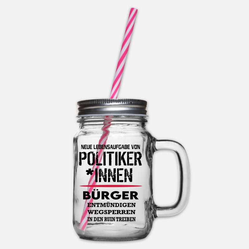 Politik Bundesbürger Ruin SPD CDU Scheisse - Henkelglas mit Schraubdeckel - Klar