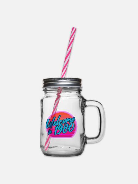 80er Vintage 80er Outfir 80er Retro 80er Jahre - Henkelglas mit Schraubdeckel - Klar