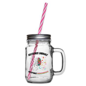 recognize embrace acceptance Neurodiversity - Glass jar with handle and screw cap - clear - Right