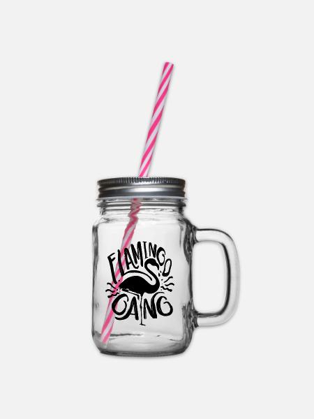 Flamingo Gruppe - Henkelglas mit Schraubdeckel - Klar