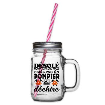 fille prise par un pompier qui déchire - Bocal à boisson - transparent - Droite