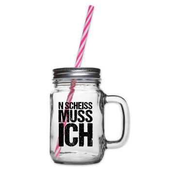 n scheiß muss ich beste Sprüche - Henkelglas mit Schraubdeckel - Klar - Rechts
