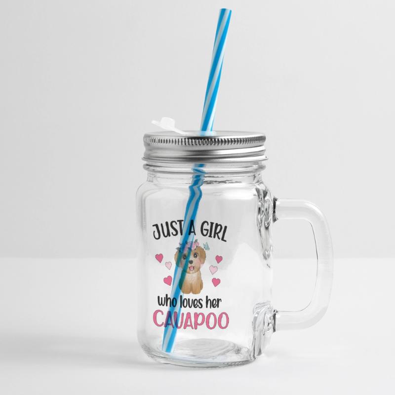 Cavapoo Mädchen Cavoodle Hundemama Cavapoo Süß Henkelglas mit Schraubdeckel