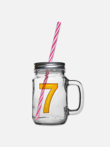Nummer 7 - Zahl 7 - Henkelglas mit Schraubdeckel - Klar