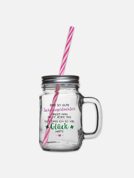 Ich hatte Glück Schwiegertochter Geschenk Spruch - Henkelglas mit Schraubdeckel - Klar