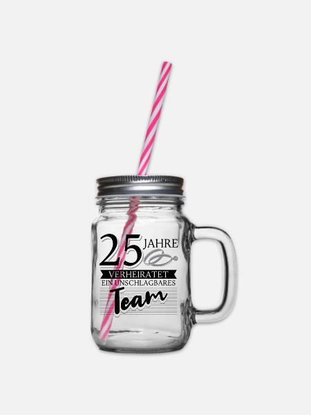 Silberhochzeit 25 Jahre Verheiratet Hochzeitstag - Henkelglas mit Schraubdeckel - Klar