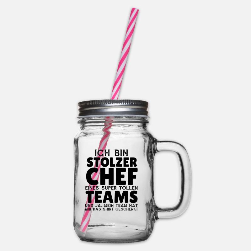Stolzer Chef eines tollen Teams - Henkelglas mit Schraubdeckel - Klar