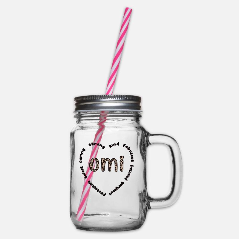 Omi Oma Muttertag Geschenk Omi Großmutter Süß - Henkelglas mit Schraubdeckel - Klar