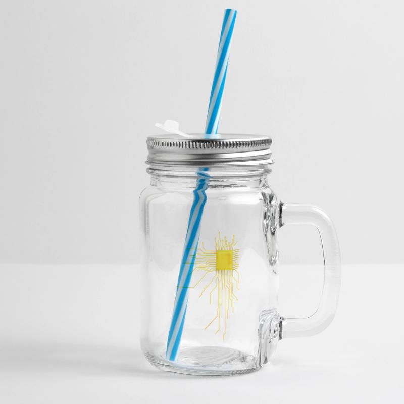 platine Core cpu Computer Nerd Programmer admin Glass jar with handle and screw cap